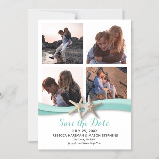 Starfishのビーチ結婚式数々の写真Save The Date マグネット招待状 (正面)