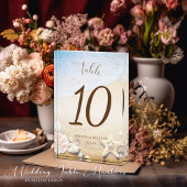 Starfishのモダンビーチ結婚式テーブル番号 フォトブロック