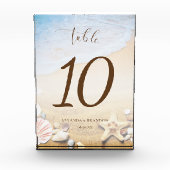 Starfishのモダンビーチ結婚式テーブル番号 フォトブロック (正面)