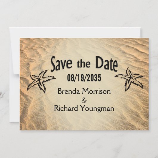 Starfishの日付の保存ビーチ マグネット招待状 (正面)