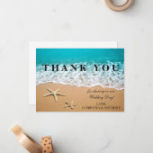 Starfishの目的地ビーチ結婚式サンキューノート ノートカード (正面/裏面インサイチュ)