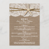 Starfishの素朴コレクシ結婚ョン・メニュー・カード メニュー (正面)