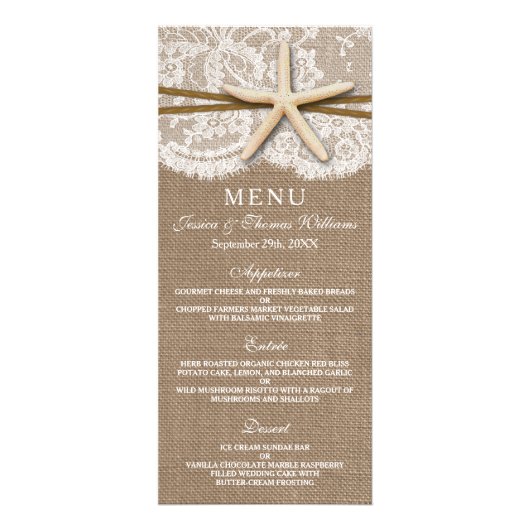 Starfishの素朴コレクシ結婚ョン・メニュー・カード ラックカード (正面)