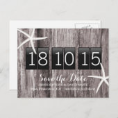 Starfishの素朴木材の背景日付の保存 案内ポストカード (正面/裏面)