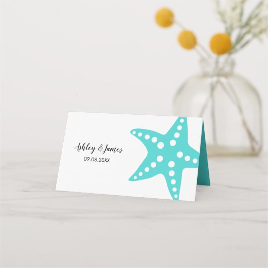 Starfishの結婚テーブル番号の座席表 プレイスカード (裏面)