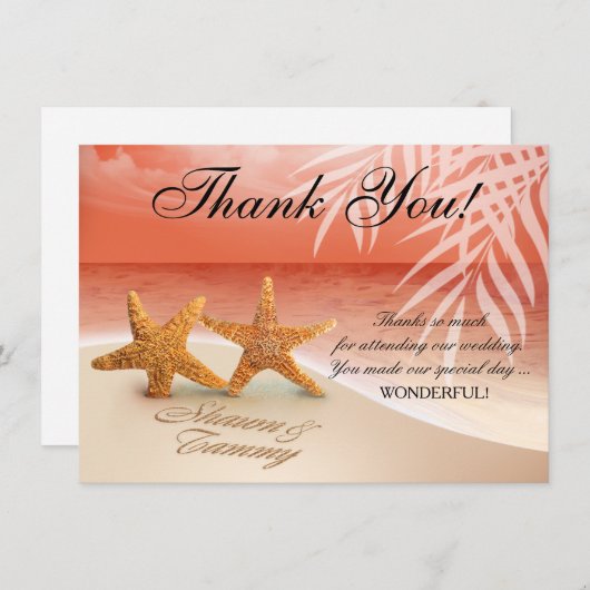 Starfishカップルありがとう |頼砂中の名前 招待状 (正面/裏面)