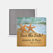 Starfishカップルのビーチの日付を保存 マグネット (正面/裏面)