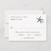 Starfishカップルの白い返信カードとメニュー 出欠カード (裏面)