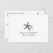 Starfishカップルの白い返信カードとメニュー 出欠カード (正面/裏面)