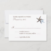 Starfishカップルビーチ結婚をテーマにした返信カード 出欠カード (裏面)