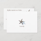 Starfishカップルビーチ結婚をテーマにした返信カード 出欠カード (正面/裏面)