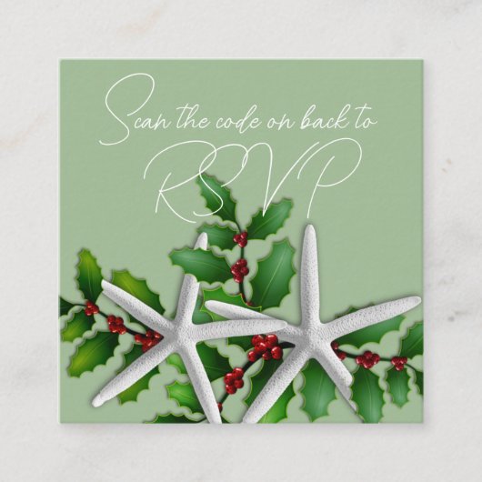 StarfishクリスマスQRコードRSVP エンクロージャーカード (正面)