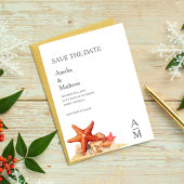 Starfishシェルビーチ航海の日付の保存 招待状