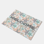 Starfishシームレスパターンウェルカムフォーマット ドアマット (アングル)