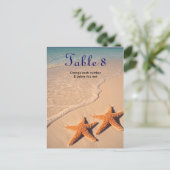 Starfishビーチ海結婚のテーブルカード番号 ポストカード (スタンド正面)