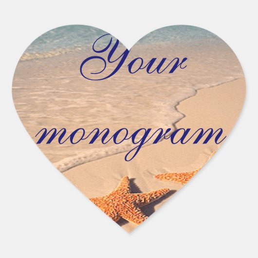 Starfishビーチ結婚式テーマ封筒用シールラベル ハートシール (正面)