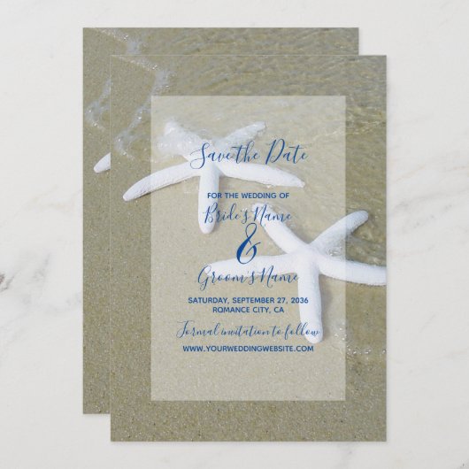 Starfishビーチ結婚式日付の保存 セーブザデート (正面/裏面)