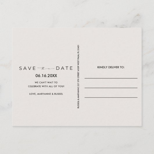 Starfishビーチ結婚式日付ポストカードの保存 案内ポストカード (裏面)