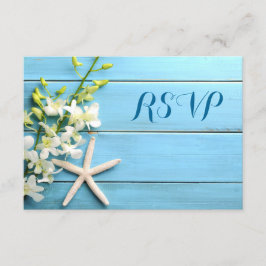 Starfishビーチ結婚式RSVPカードと蘭 出欠カード