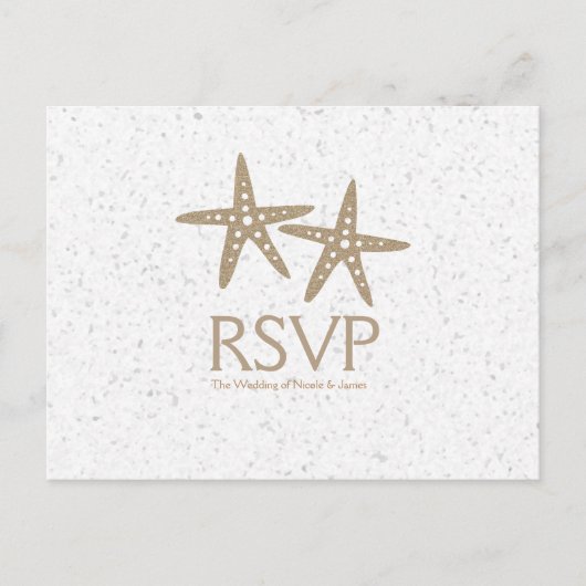 Starfishビーチ結婚式RSVPカード2枚 インビテーションポストカード (正面)
