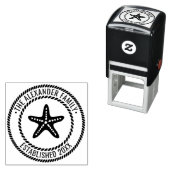 Starfishファミリ名日付Estdロープフレーム セルフインキングスタンプ (インサイチュ)