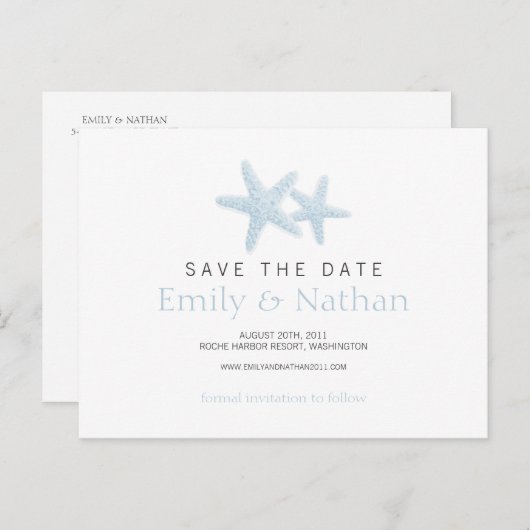 Starfishペア日付ポストカードの保存 案内ポストカード (正面/裏面)