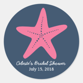 Starfish丸航海のステッカー、ネイビーブルーピンク ラウンドシール