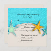 Starfish夏かわいらしビーチ応答カード 招待状 (正面/裏面)