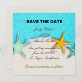 Starfish夏かわいらしビーチ日付カードの保存 招待状 (正面/裏面)