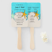 Starfish夏かわいらしビーチ結婚式プログラムのファン ハンドファン (正面&裏面)