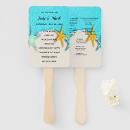 Starfish夏かわいらしビーチ結婚式プログラムのファン ハンドファン