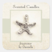 Starfish穏やかな海ホーム作ろうそくラベル スクエアシール (正面)