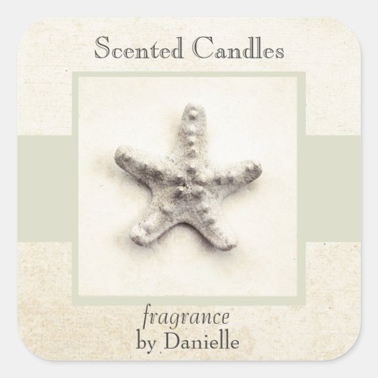 Starfish穏やかな海ホーム作ろうそくラベル スクエアシール (正面)