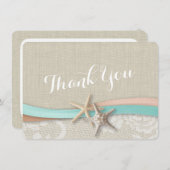 Starfish素朴 and Ribbon Flat Cardありがとう サンキューカード (正面/裏面)