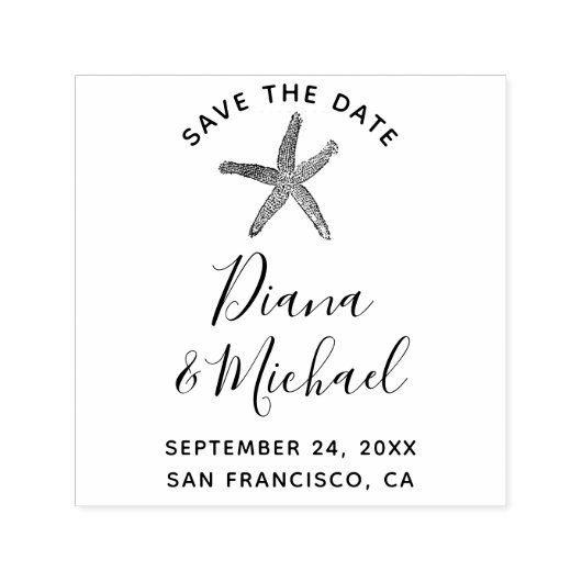 Starfish航海のは日付の書道を保存 セルフインキングスタンプ (デザイン)