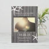 Starfish & 素朴 Barn Wood Photo 結婚's 招待状 (スタンド正面)