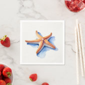 Starfish and Blue SIlhouette スタンダードカクテルナプキン (インサイチュ)