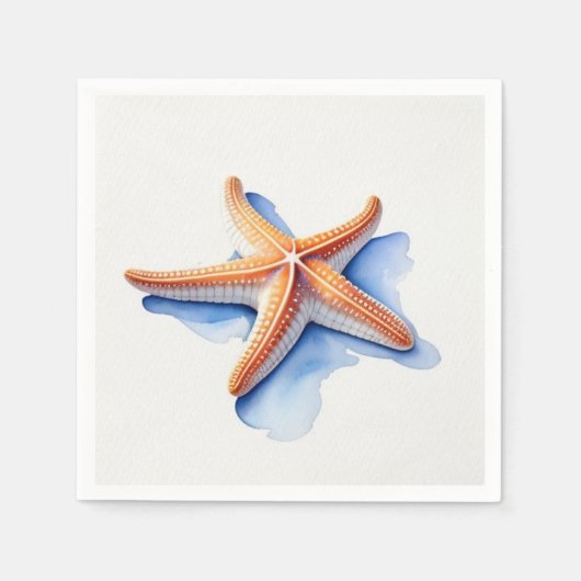 Starfish and Blue SIlhouette スタンダードカクテルナプキン (正面)