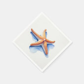 Starfish and Blue SIlhouette スタンダードカクテルナプキン (角)
