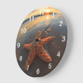 Starfish and Bubbles at Sunset ラージ壁時計 (傾斜)