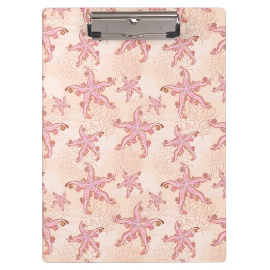 Starfish and Coral Pink Pastel Pattern クリップボード (正面)