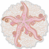 Starfish and Coral Pink Pastel Pattern シール (正面)