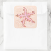 Starfish and Coral Pink Pastel Pattern スクエアシール (バッグ)
