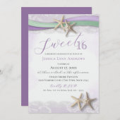 Starfish and Lace Sweet 16 招待状 (正面/裏面)
