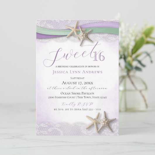Starfish and Lace Sweet 16 招待状 (スタンド正面)