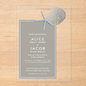 Starfish and Sand Dollar - Beach Wedding アクリル招待状 (正面)