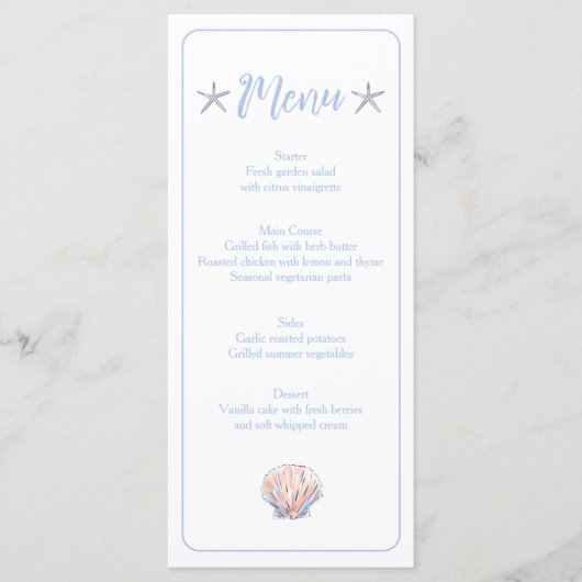 starfish and sea shell メニュー (正面)