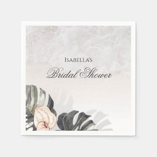 Starfish and Shells Tropical Beach Bridal Shower スタンダードカクテルナプキン (正面)