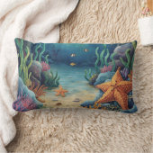 Starfish and Tropical Sea Life ランバークッション (ブランケット)