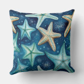 Starfish beach house throw pillow home decor クッション (裏面)